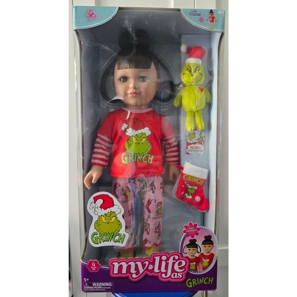 NIB My Life As 18" Poseable Doll – Grinch Sleepover Set (Brunette/Green Eyes) - Picture 4 of 16